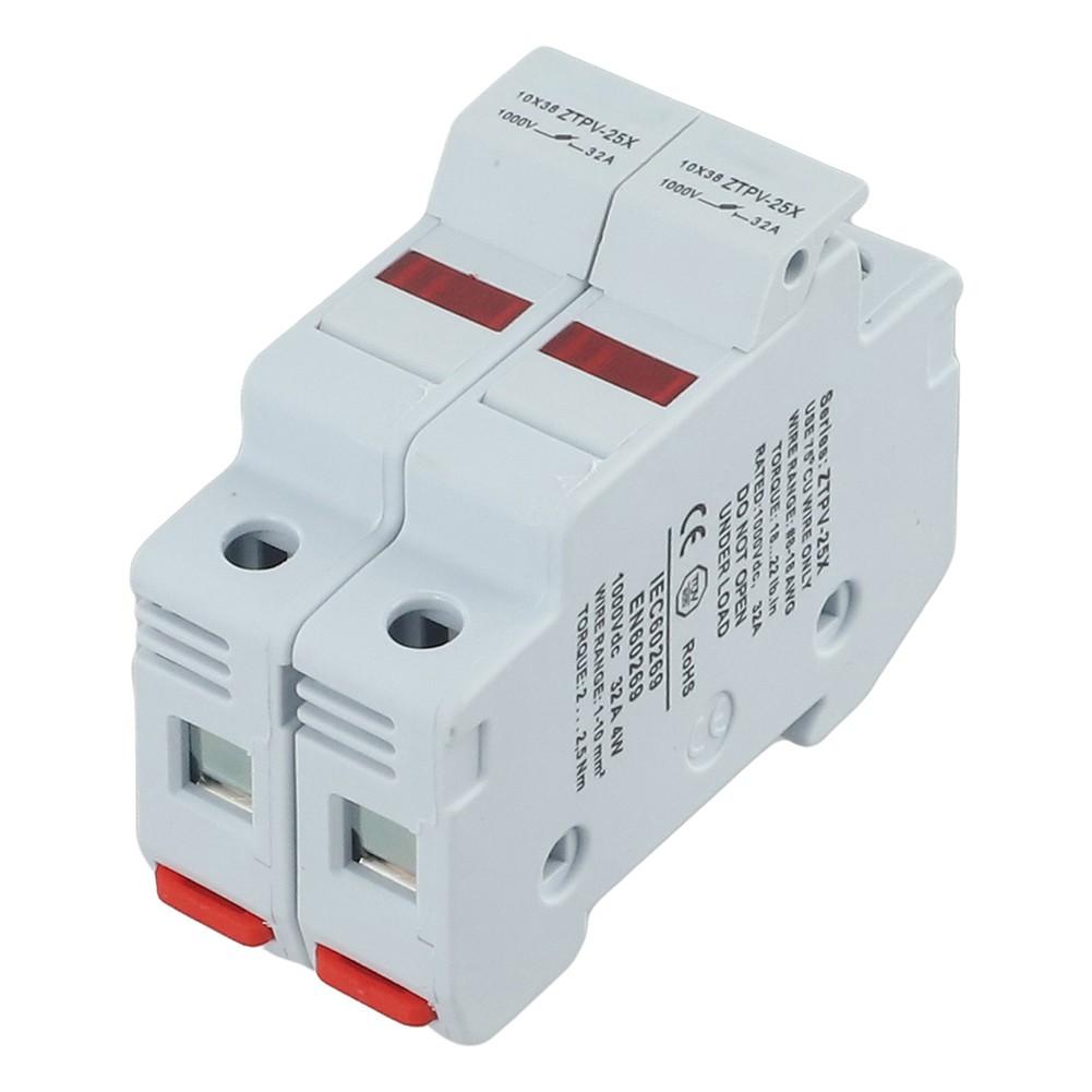 2P For Solar Fuse Holder with 10x38mm Compatibility for DC1000V Applications