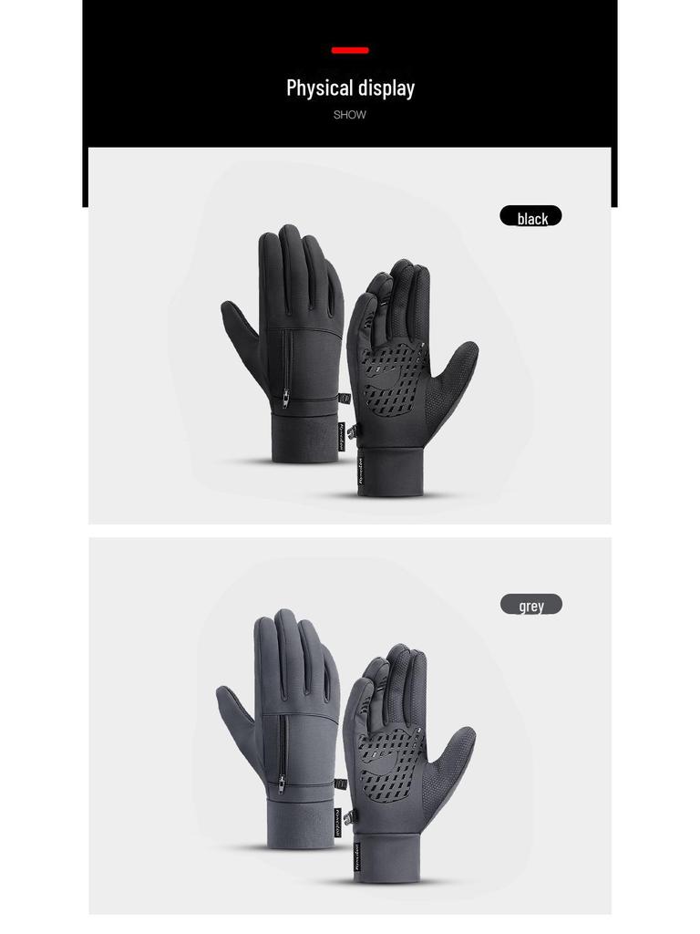 Mănuși Ciclism Călduroase și Rezistente la Vânt pentru Bărbați și Femei - Touchscreen, Antiderapante, Degete Întregi, Plus Catifea pentru Toamnă și Iarnă