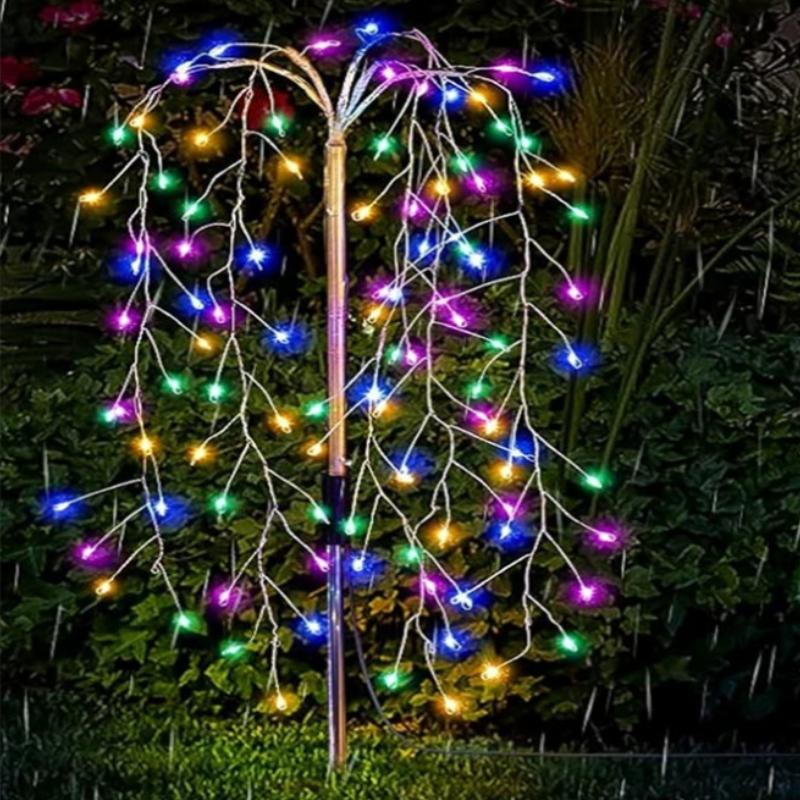 

Лампа-фейерверк в виде ивы на солнечной батарее 8 режимов освещения 200/120 светодиодная гирлянда для уличного освещения, садового декоративного освещения Multicolor-120Led разноцветный