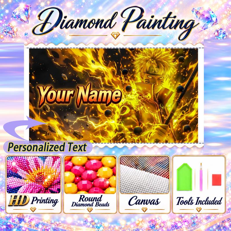 Personalized Naruto Uzumaki Diamond Art Custom Name 5D Diamond Painting Full Drill DIY Craft