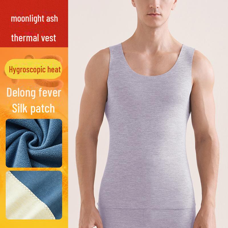 

Мужской жилет без рукавов из шелкового кашемира с нашивкой и толстым бархатом L