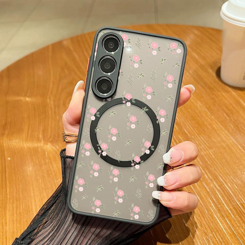 

Romantic Flower Pattern Magnetic Phone Case For Samsung Galaxy A37 A17 A56 A36 A55 A35 A26 A16 A25 A15 A54 A14 A34 Acrylic Cover Galaxy A56