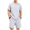 Men Casual Loose Textured Short Sleeve T Shirt And Shorts Two Piece Set