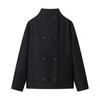 Women's Faux Suede Button Jacket Oversized Gathered Hem Short Length Coat Casual Vintage Outerwear With Pockets