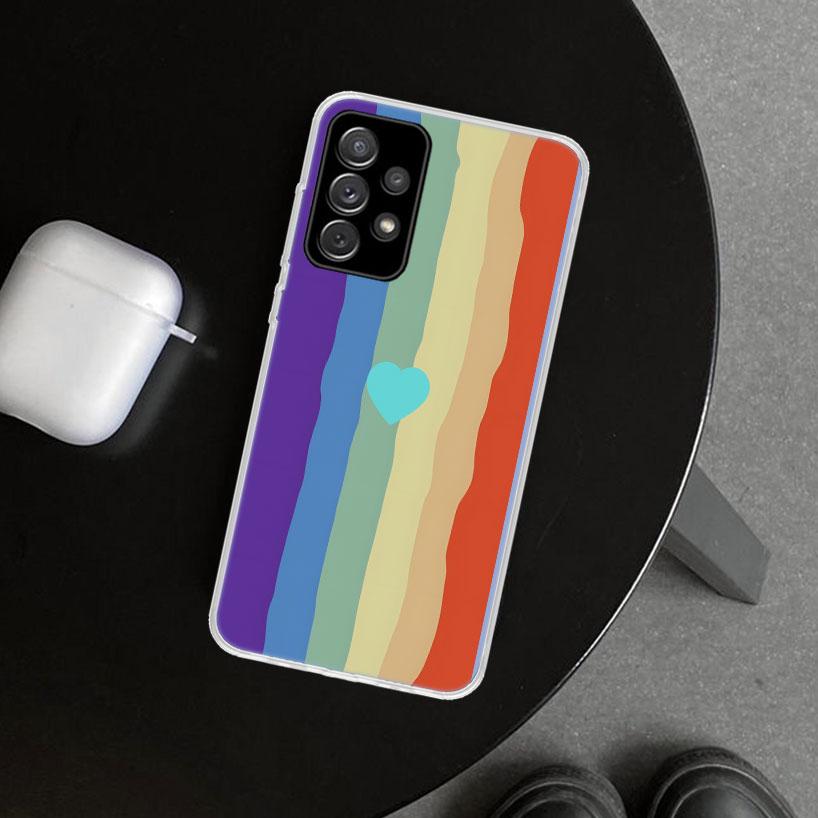 Rainbow Gradient Love Phone Case Cover for Samsung Galaxy A12 A22 A32 A52 A72 A02S A51 A50S A31 A20S A10S Note 20 Ultra 10 Plus