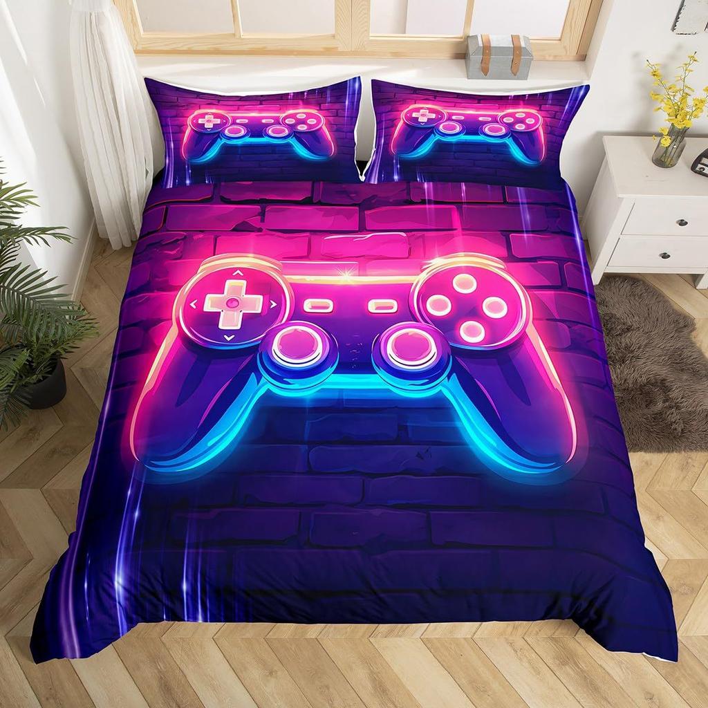 Red Gamepad 3D Digital Printing Three-Piece Bedding Quilt Cover