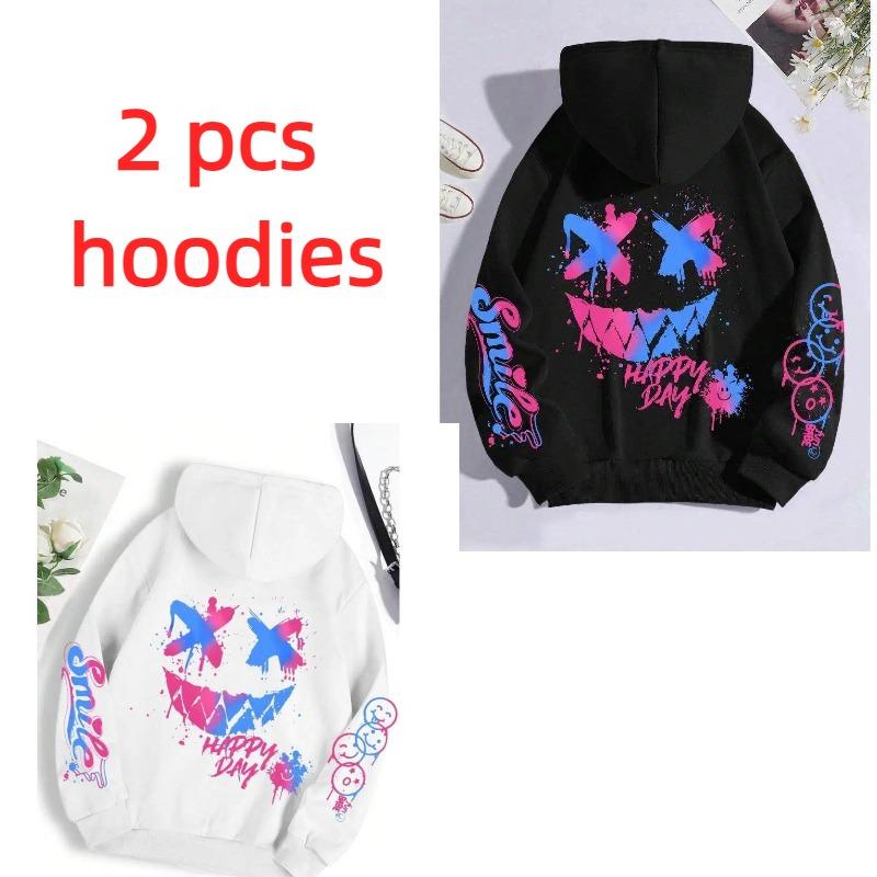 Felice Giorno Stampa Graffiti Felpa con Cappuccio per Bambini Street Hip Hop Felpa con Cappuccio Moda Felpe con Cappuccio Vintage Abbigliamento Ragazzo Ragazza