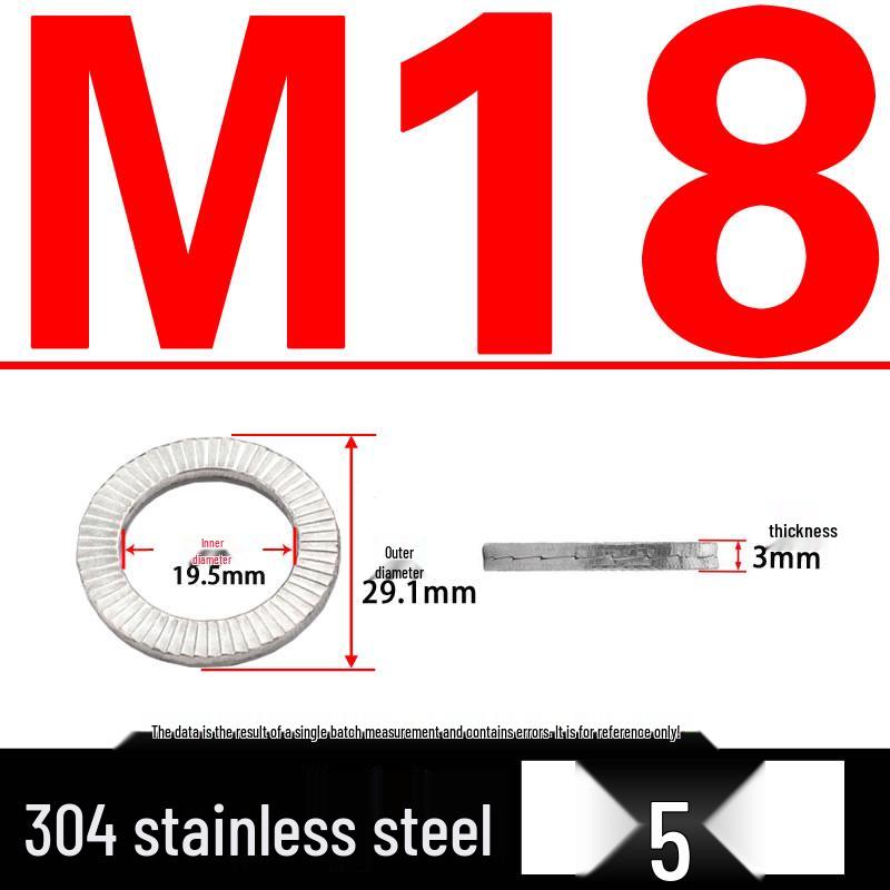 Double-Stacked Interlocking Toothed Anti-Slip Lock Washer 304 Stainless Steel DIN25201