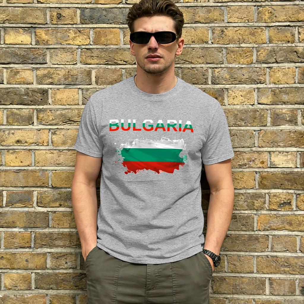Bulgaria Flag T-Shirts for Men  Vintage 100% Cotton Tees Crewneck Short Sleeve T Shirts Plus Size Clothing