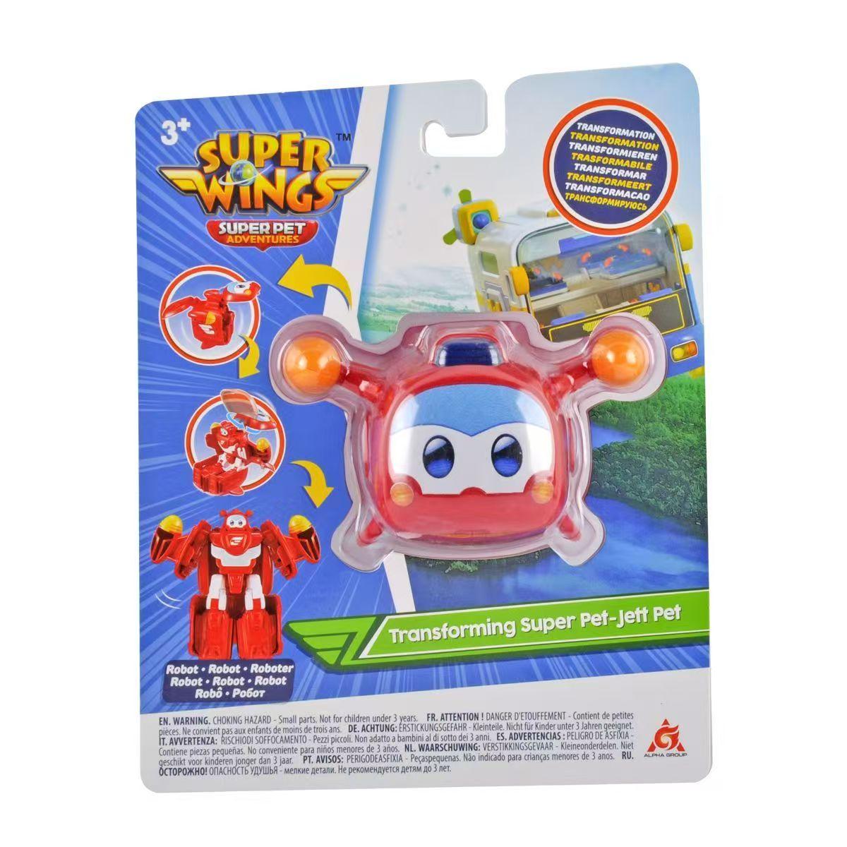 Auldey Super Wings Super Pets Transformable Mecha Robot with Jett Dizzy Tino, Kids Toys for Boys Age 3-8, Robot Toys Collection