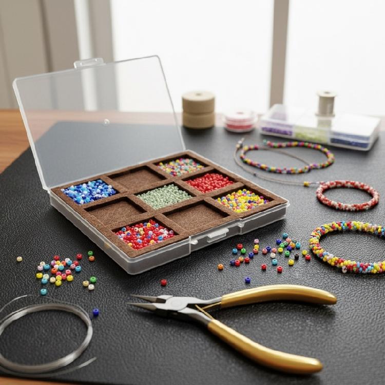 Travel Jewelry Organizers 9 Section Felt Plastic Tray Scratch Prevention Designs Bead Storage For Craft