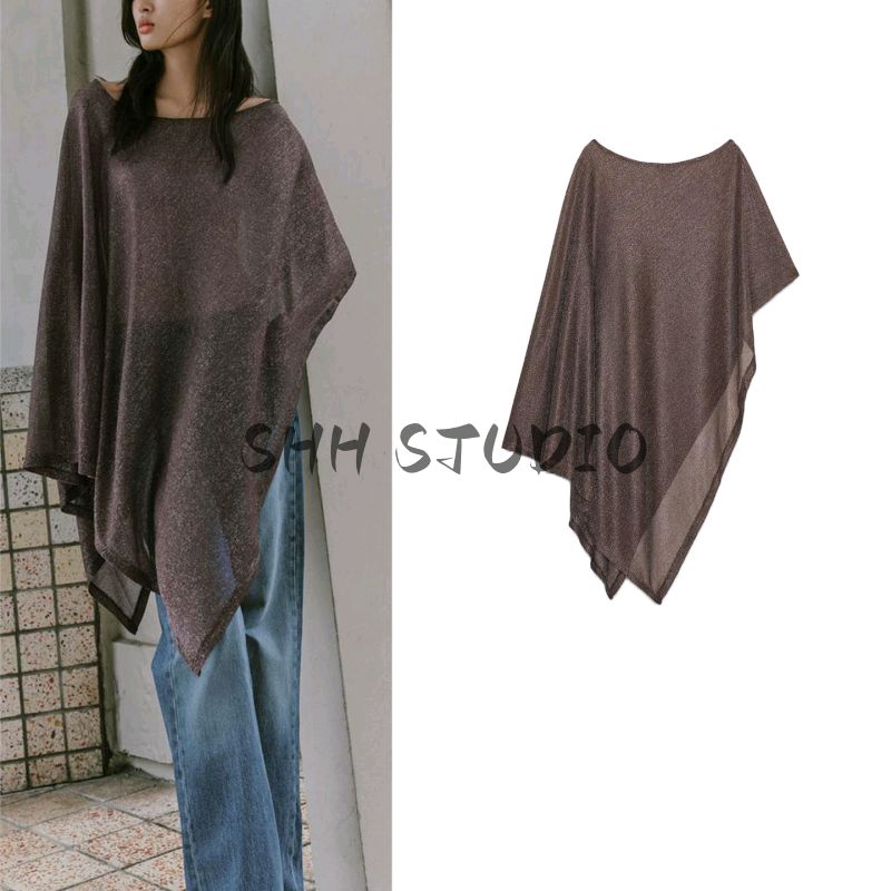 Autumn New Product Women clothes French style Design Casual Metal Color Line Asymmetric Cape coat 3067772