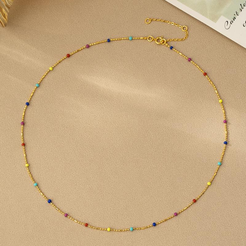 Bohemian item bracelet colored drip glaze beanie item jewelry women's fashion niche dopamine sweet cool collarbone chain