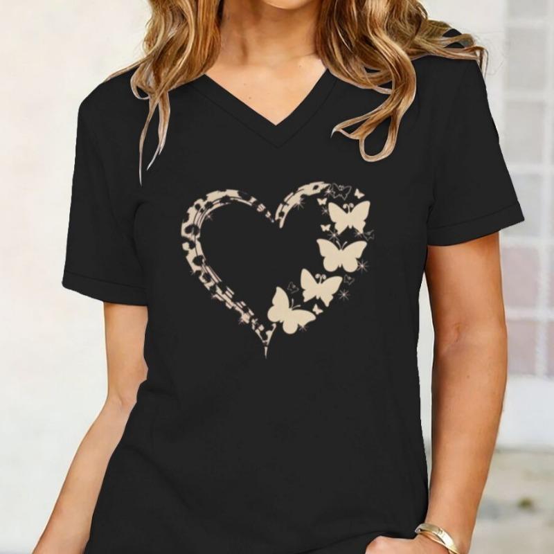 

New Fashion Women T-shirt Leopard Butterfly Love Print T-Shirt Women s Short Sleeve Tee Female Tops Summer Clothes L