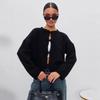 Autumn and Winter Women's Casual Loose Cardigan Lace-up Solid Color Knitted Sweater