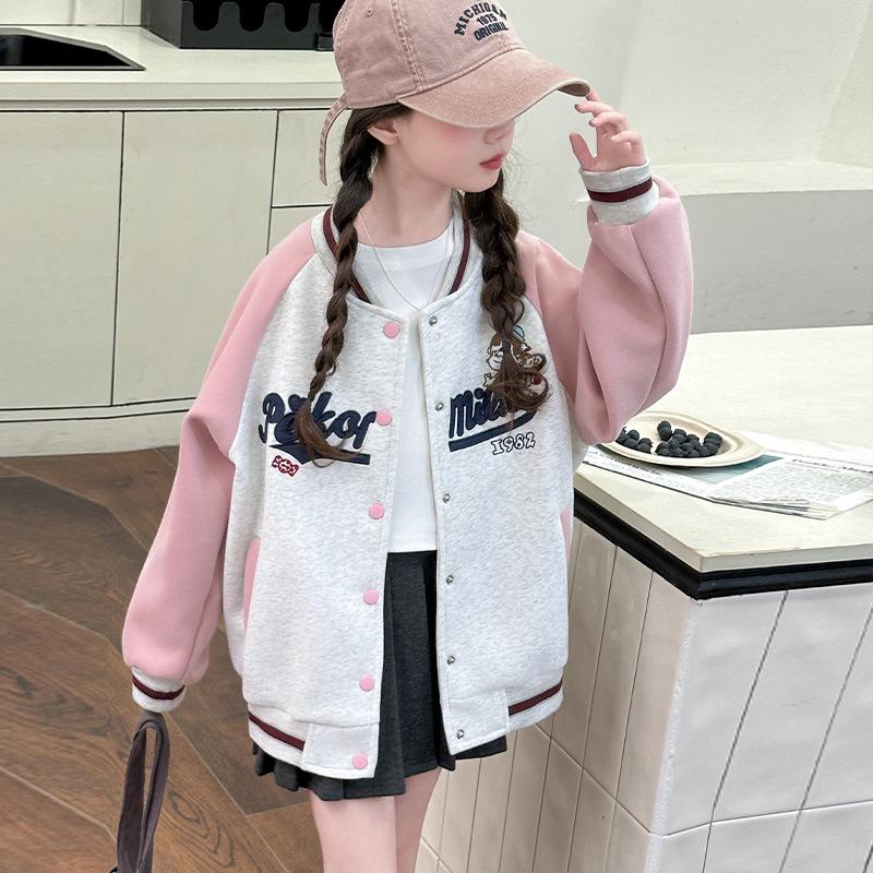 

Девичья весенне-осенняя бейсбольная куртка 2025 - стильный спортивный топ для детей 140 cm