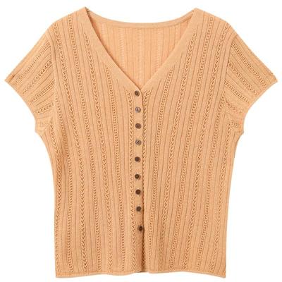 Women's V-neck Short Sleeve Lyocell Blend Knit Top