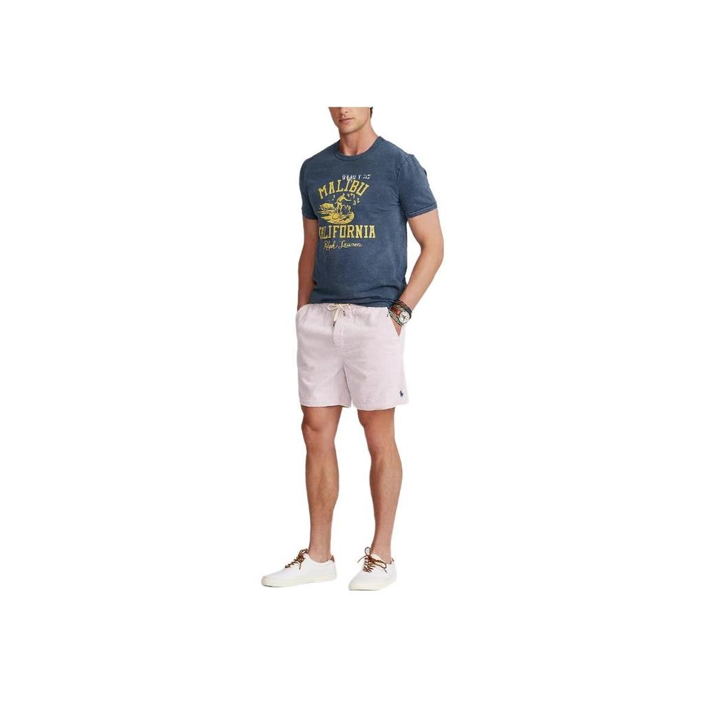 Polo Ralph Lauren SS24 Letter Pattern Printed Crew Neck Short Sleeve T-Shirt Men Tops Blue 710842446-004