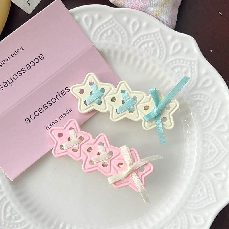 Star Bow Hair Clips Pins For Girls Acrylic Star Bb Clips Side Hair Grip Barrettes Hair Accessories