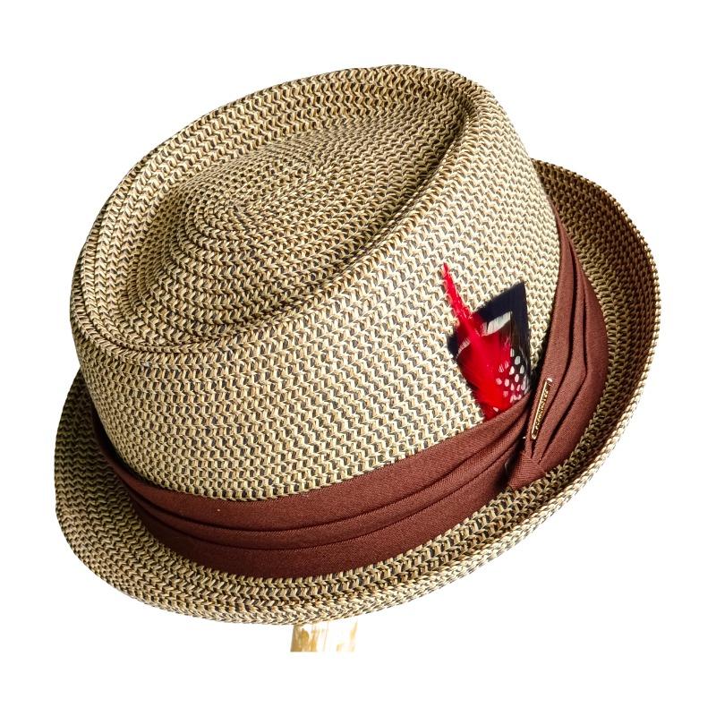Cappello Panama Uomo Cappello Pork Pie Vintage Britannico Trilby Cappello di Paglia Fedora Traspirante Cappello da Sole da Spiaggia Cappello a Tesa Larga Cappello di Paglia Intrecciato a Mano
