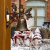 Christmas Welcome Home Bell Wall Mounted Rustic Metal Doorbell Vintage Santa Reindeer Snowman Penguin Hanging Dinner Bell for Front Door Yard