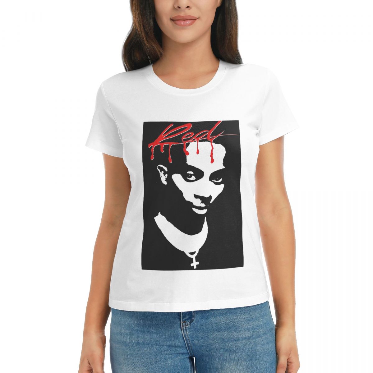 

Women TShirt Playboi Carti Whole Lotta Red Album Cover Summer Short Sleeve Tees ONeck Cotton T Shirts Clothes Tops Streetwear S