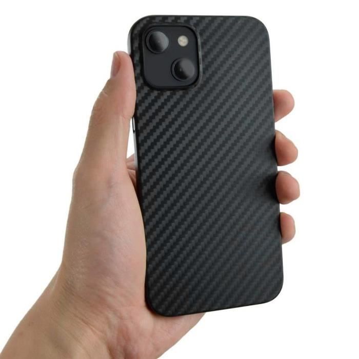 Protective Case - BOOLING - for iPhone 13 Mini - Carbon Fiber - Ultra Slim - 2 Tempered Glasses Included