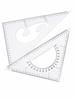 Triangle Ruler Set 27cm with Protractor and Curve for Drafting and (2 Pieces), Scale, 30° & 45° Angles, Transparent, 2.4mm Thick, Template,