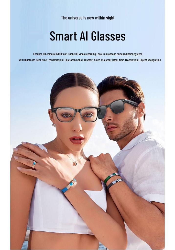 AI Translation Smart Glasses: 800W HD, Real-Time Translation, Photo Capture & Object Recognition
