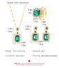 4PCS Sets Exquisite Quadrate Rhinestone Necklace Earrings Ring Zircon Set Charm Ladies Zircon Fashion Bridal Gifts for Women