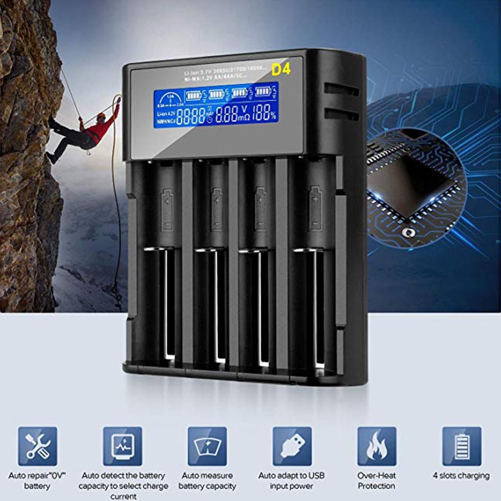 18650 Battery Charger LCD Display Universal Smart Charger for Rechargeable Batteries 18650/6650/18490/17670/17500/16340