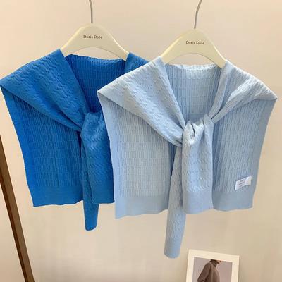 Women Korean Fried Dough Twist Knitted Shawl Summer Fashion Fake Collar Neck Guard Knit Thin Knotted Cape Shoulder Scarf