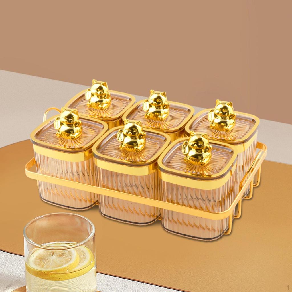 6 Grid Food Storage Box for Wedding Decor with Nut Jars Dried Fruit