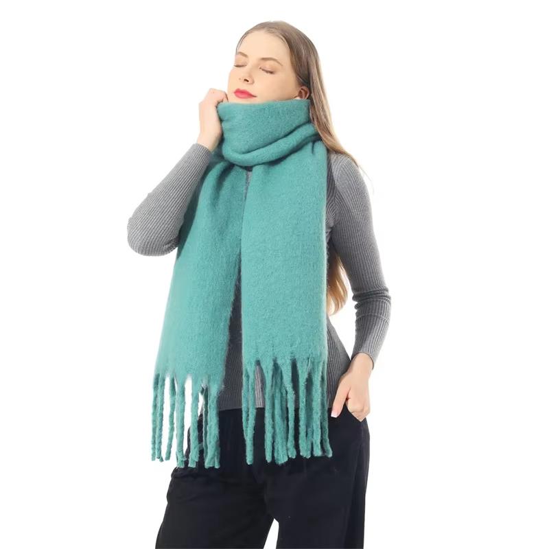 Winter Thick Warm Scarf Women Cashmere Shawl and Wraps Pashmina Neckerchief Bufanda Female Solid Tassel Echarpe Poncho