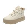 Fashion Women's High Top Vulcanized Shoes Autumn Winter Lace Up Soft Leather Plus Velvet Warm Cotton Shoes Thick Sole Leisure Sneakers