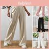 Women Wideleg Vshaped Bottoms Pants Elastic High Waist Straight Wide Leg Lounge Trousers Long Solid Color Loose Fit Sweatpants Daily Wear