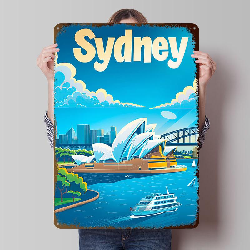 Sydney Travel Metal Poster Custom Wall Art Retro Vintage Tinplate Signs for Man Cave Desk Decor Modern Home Decoration Luxury