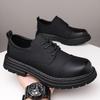 Neue Designer-Spitzen-Retro-Lederschuhe für Herren mit großer Spitze, Modische Freizeit-Plateauschuhe, Männlich, Schwarz, Britischer Stil, Arbeitsschuh, Mann