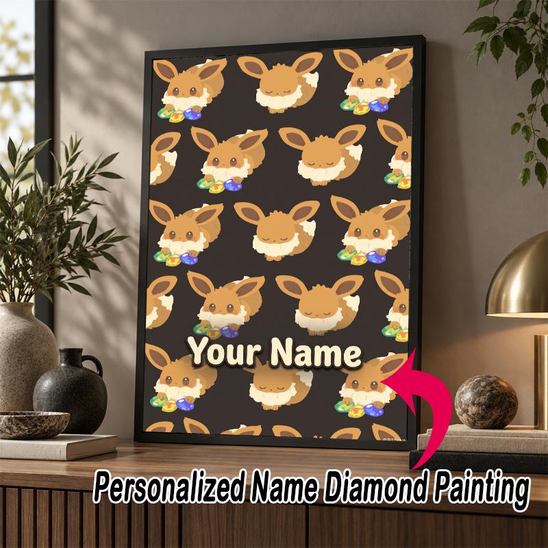 Personalized Eevee Diamond Art Custom Name 5D Diamond Painting Full Drill DIY Craft