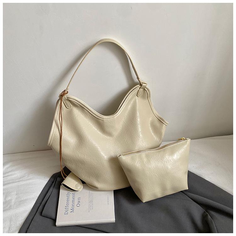 

High-end fashion casual tote bag 2025 new women s casual Korean large-capacity retro popular shoulder bag білий