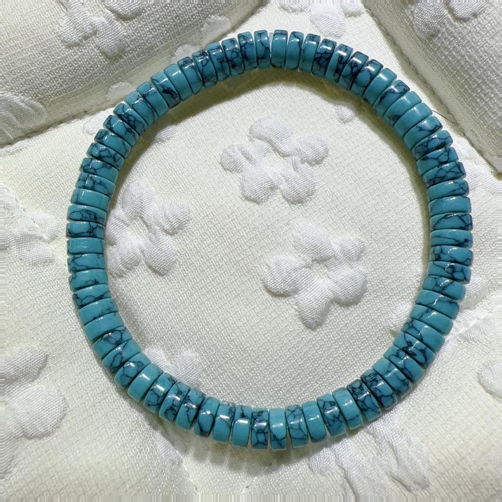 Turquoise Porcelain Blue Tibetan Net Pattern Spacer Beads for DIY Bracelets