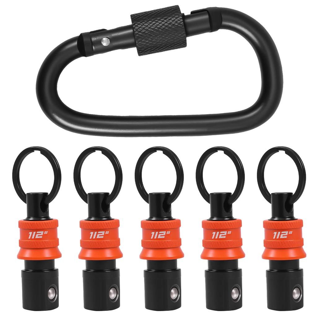 5PCS Socket Holder Keychain 1/2" 3/8" Socket Organizer with Quick Release and Clip for Construction Workers, Carpenter Mechanics