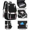 Teenage Girls' Backpack Middle School Students Bookbag Outdoor Daypack With Usb Charge Port, Black Pink