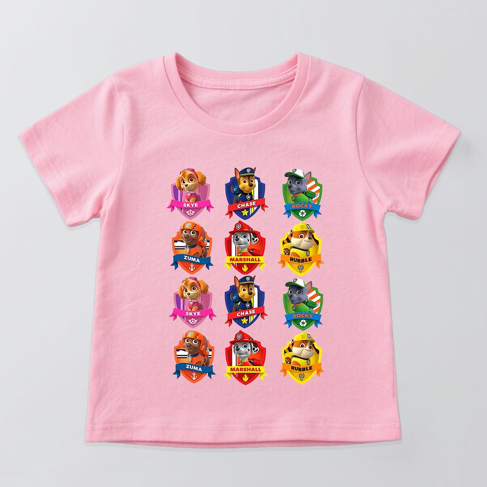 PAW Patrol Print Kids T Shirt Casual Boys Girls Short Sleeve Summer Top Soft Cotton Clothing