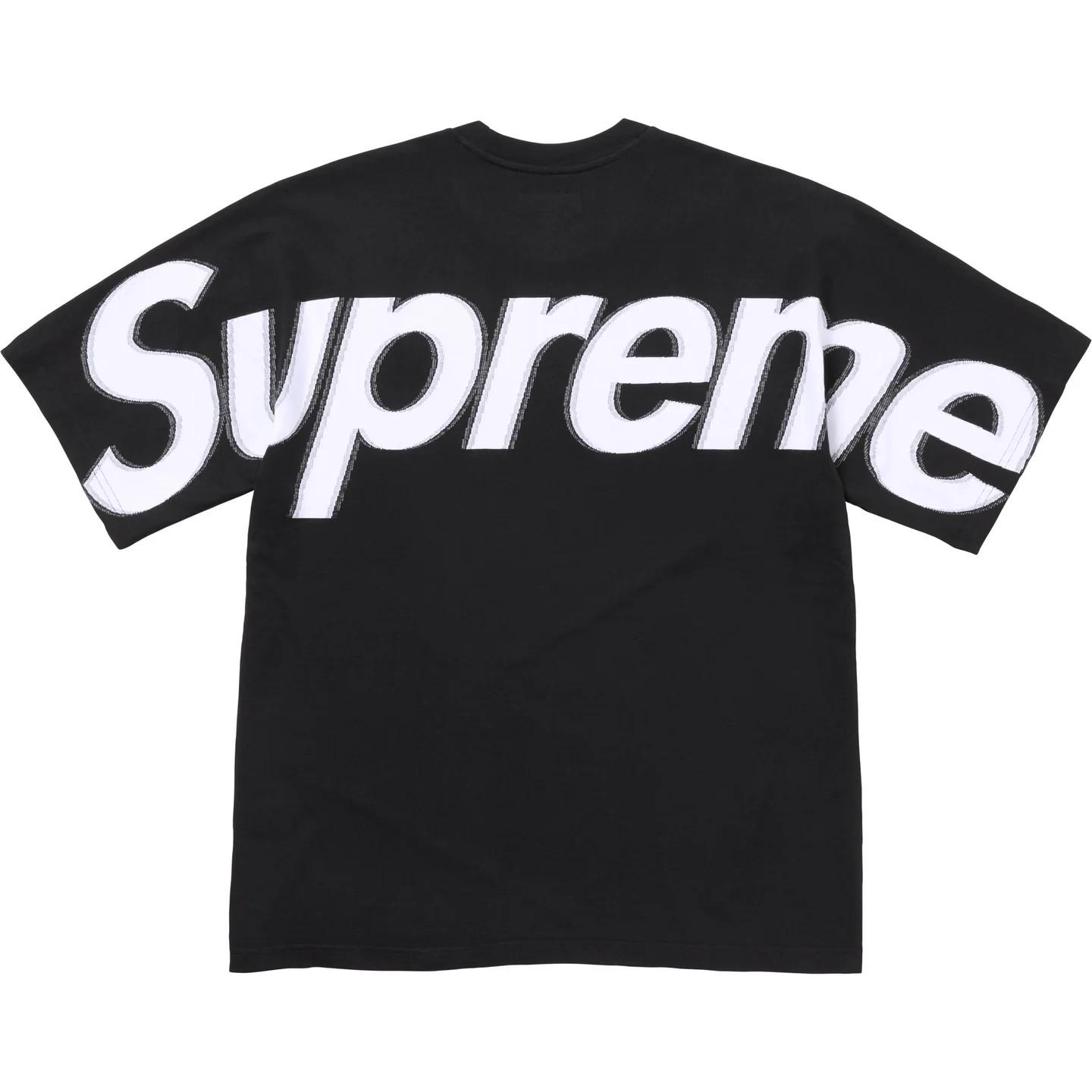Supreme Intarsia īsām piedurknēm tops, melns