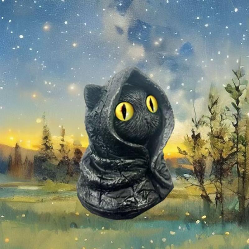 Mysterious Hooded Cat Figurine Resin Home Decor Gift For Cat Lovers And Collectors