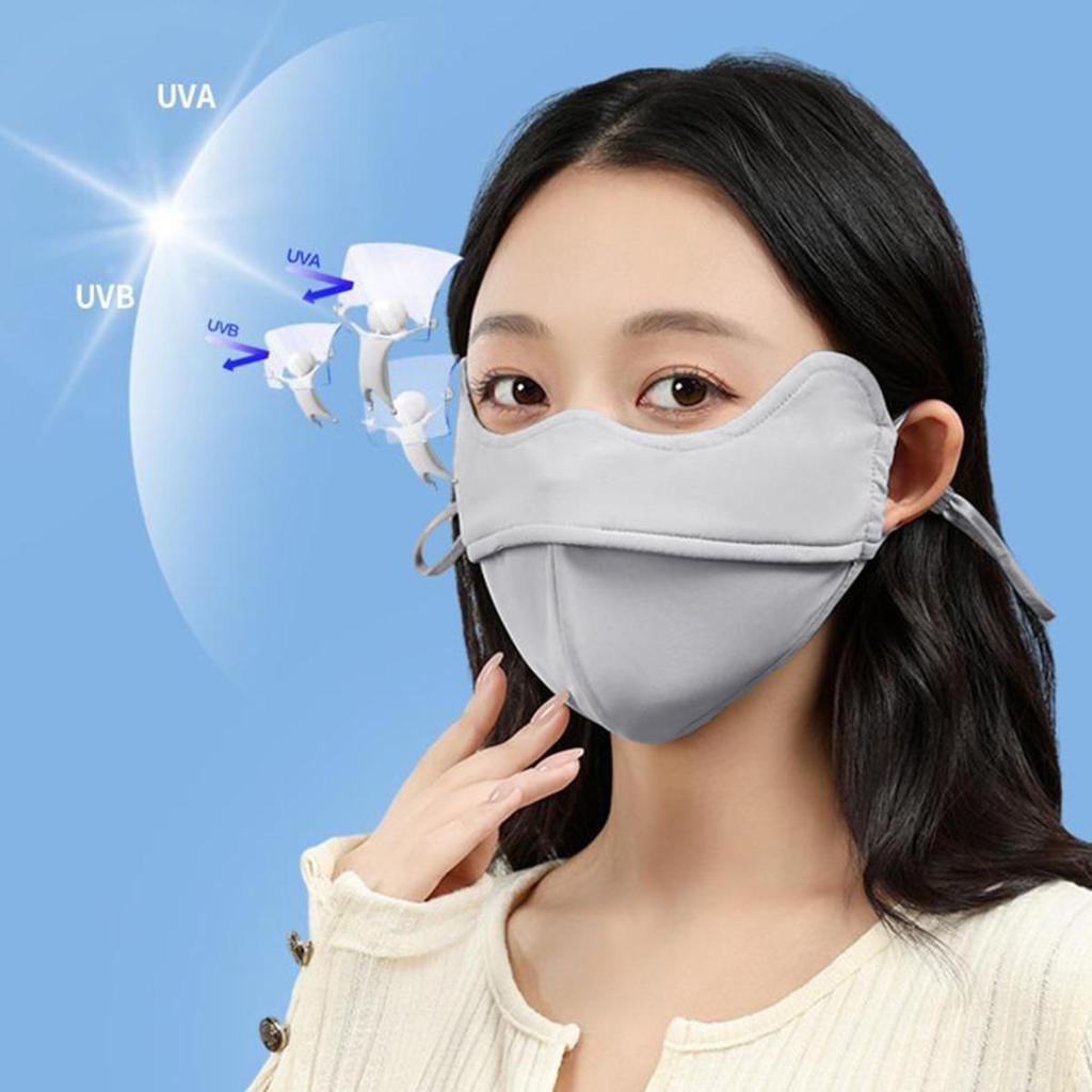 Ice Silk Sunscreen Masks Summer Women's Light Weight Breathable Adjustable Protective Mask for Outdoor Cycling Running