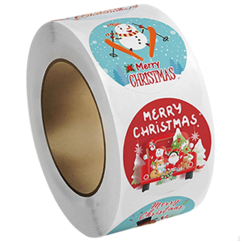 500Pcs Christmas Stickers Roll Envelope Seals Round Decorative Labels Gift Sealing for