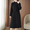 Temperament Women's Extra Long Double-Faced Wool Slim Fit Pea Coat - 100% Wool Autumn/Winter High-End Overcoat