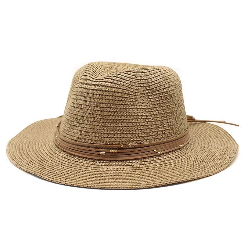 Barnabas Jazz Hat Women'S Fashion Belt Buckle Sunscreen Shade Straw Hat